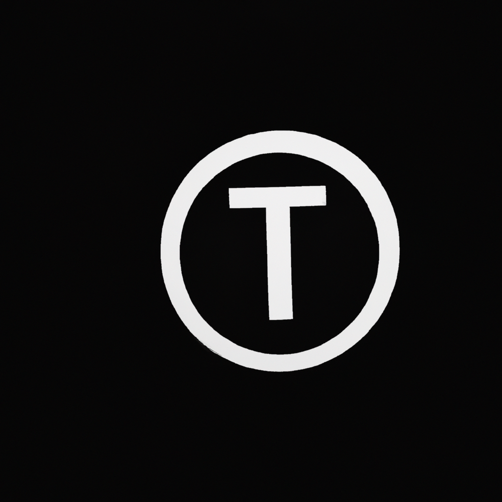 Isologo minimalista de Torvanto, letra T en círculo monocromo